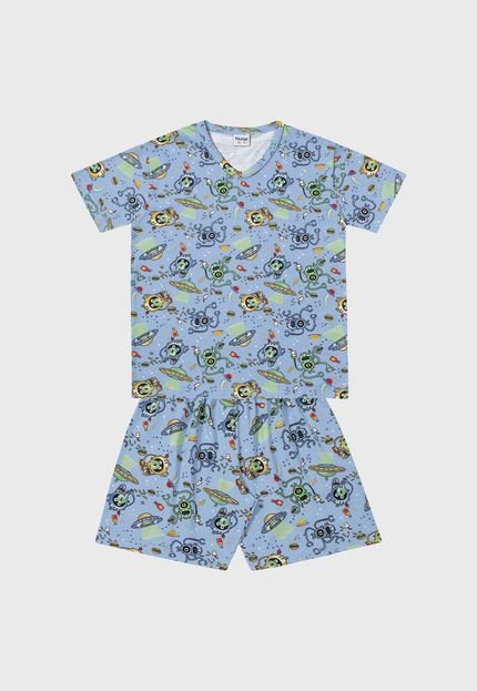 Pijama Fakini Curto Infantil Estampado Azul - Marca Fakini