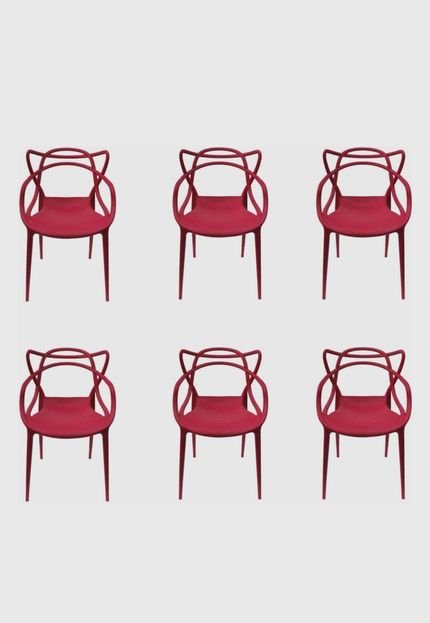 Conjunto 06 Cadeiras Allegra Pp Cereja Rivatti Vermelho - Marca Rivatti