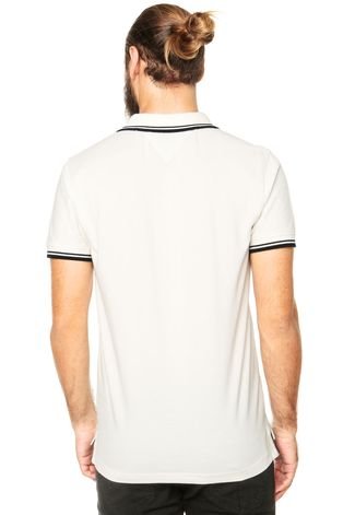 Camisa Polo Tommy Hilfiger Regular Fit Flocado Branco