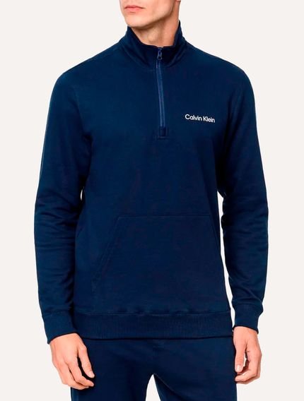 Moletom Calvin Klein Loungewear Masculino Half Zip Modern Logo Azul Marinho - Marca Calvin Klein