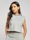 Blusa Cropped Vicbela Regata Com Capuz Moletinho Inverno Cinza - Marca Vicbela