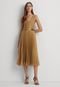 Vestido Lauren Ralph Lauren Midi Plissado Dourado - Marca Lauren Ralph Lauren