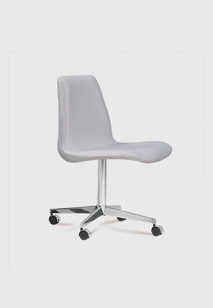 Cadeira Eames Base Cromada Com Rodizio Daf Cru Branca - Marca Daf