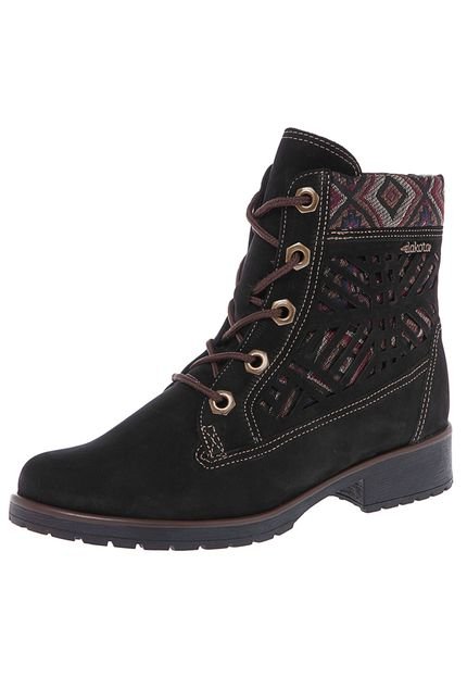 Bota Dakota Coturno Couro Preta - Marca Dakota