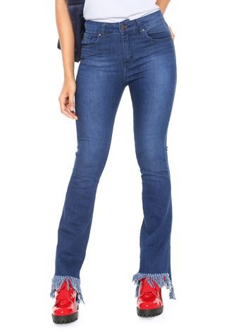Calça Jeans It's & Co Flare Repeller Azul-Marinho