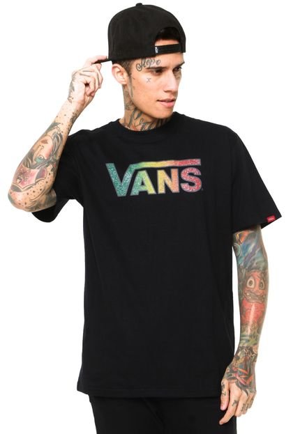 Camiseta Vans Classic Logo Fill Rasta Preto - Marca Vans