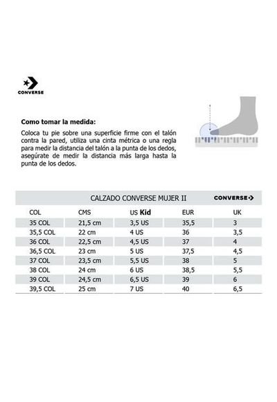 Converse guia top de tallas femenina