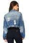 Jaqueta Cropped Jeans dimy Destroyed Azul - Marca Dimy