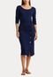 Vestido Lauren Ralph Lauren Midi Ripada Azul-Marinho - Marca Lauren Ralph Lauren