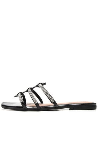 Rasteira DAFITI SHOES Pedraria Preta - Compre Agora