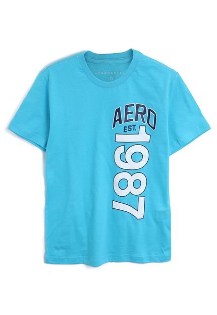 Camiseta Aeropostale Menino Lettering Azul - Marca Aeropostale