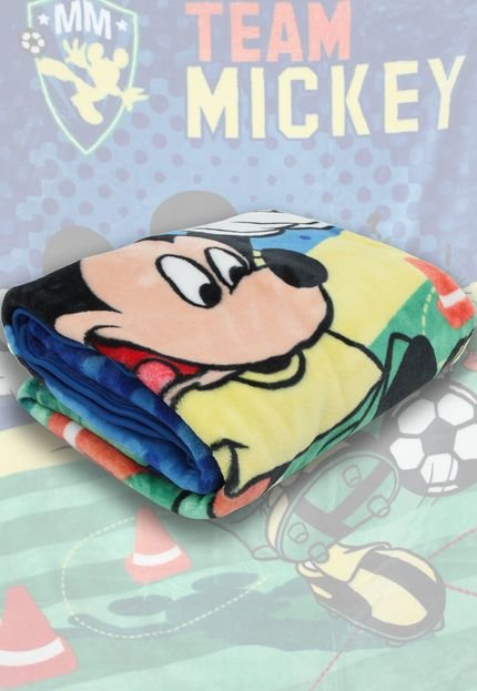 Cobertor Solteiro Jolitex Raschel Mickey Azul - Marca Jolitex