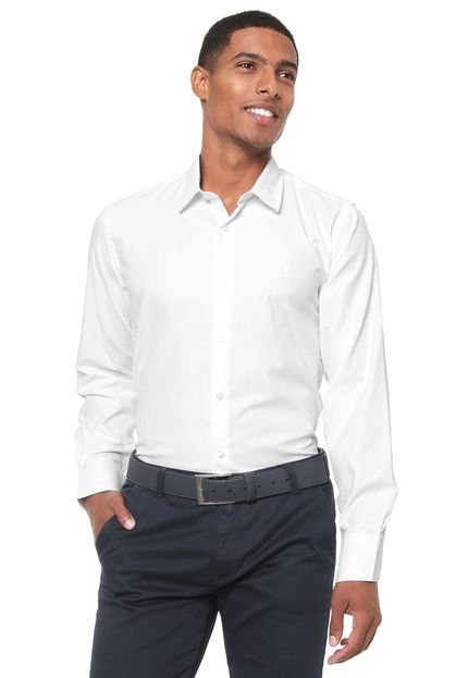 Camisa Aleatory Slim Textura Branca - Marca Aleatory