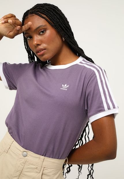 Camiseta adidas Originals Adicolor 3 Stripes Lilás - Marca adidas Originals