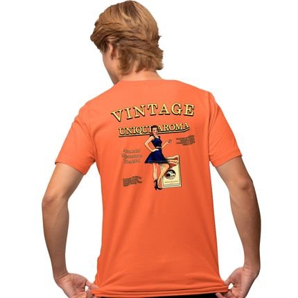 Camisa Camiseta Genuine Grit Masculina Estampada Algodão 30.1 Vintage - P - Laranja - Marca Genuine