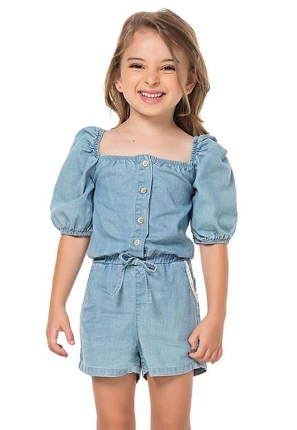 Macaquinho Infantil Menina Mania Kids Jeans - Marca Mania Kids