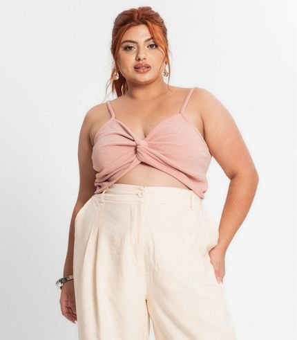 Blusa Cropped Feminina Plus Size Secret Glam Rosa - Marca Secret Glam