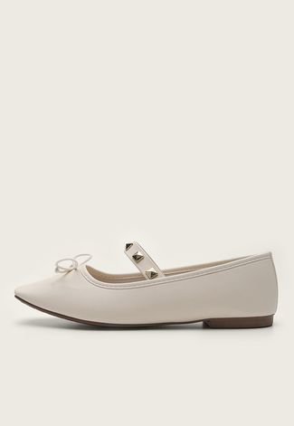 Sapatilha Ballet Dafiti Shoes Spikes Off-White