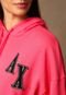 Blusa de Moletom Flanelada Fechada AX ARMANI EXCHANGE Color Logo Pink - Marca AX ARMANI EXCHANGE
