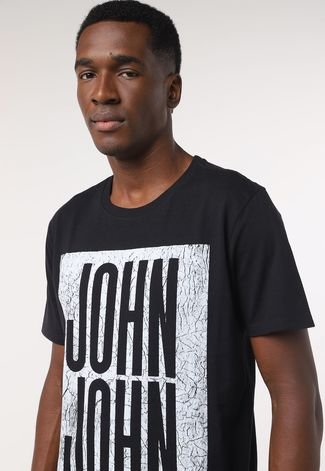 Camiseta John John Trademark Brasão Black - Preta