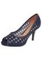 Peep Toe Vizzano Lasercut Azul-Marinho - Marca Vizzano