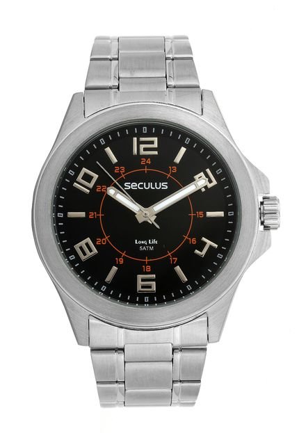 Relógio Seculus 20580G0SVNA1 Prata/Preto - Marca Seculus