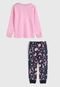 Pijama Fakini Longo Infantil Close To The Stars Rosa/Azul-Marinho - Marca Fakini
