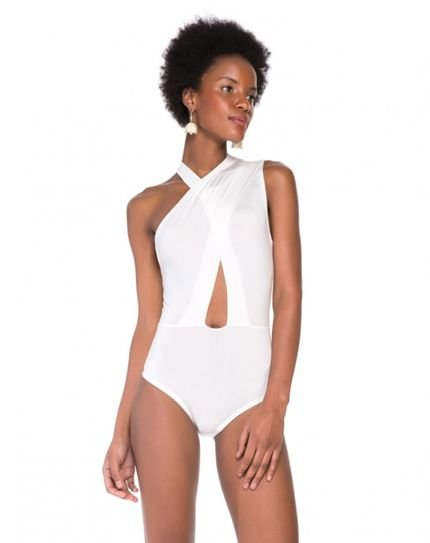 Body AMARO De Jersey Transpassado Off-White - Marca AMARO