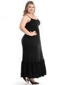 Vestido  Plus Size Longo Alcinha Três Marias Preto Juquitiba Brasil - Marca Juquitiba Brasil