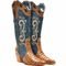 Bota Capelli Texana Boots Bordado Jeans Azul e Marrom - Marca Capelli