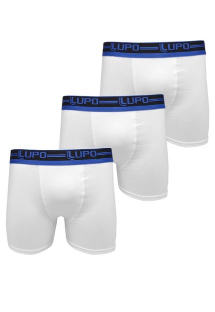 Kit 3pçs Cueca Lupo Boxer Logo Branco - Marca Lupo