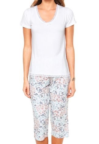 Pijama Mensageiro dos Sonhos Floral Branco