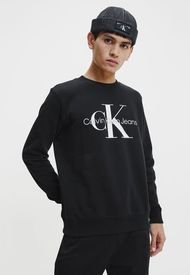 Polerón Calvin Klein Core Monogram Crewneck Negro - Calce Regular