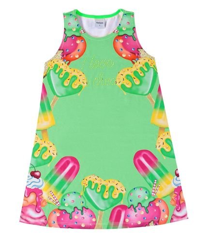 Vestido Infantil Feminino Estampado Rovi Kids Verde - Marca Rovitex Kids