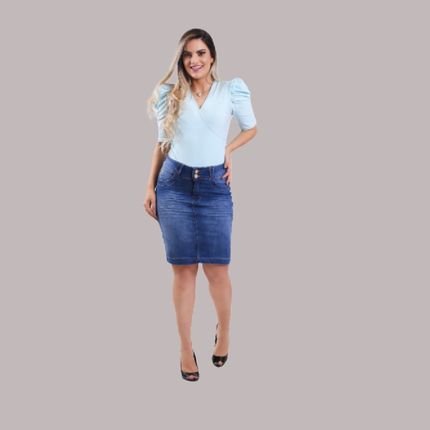 saia jeans feminina longuete 10404 top dia das Mães - Marca Bella Rubi