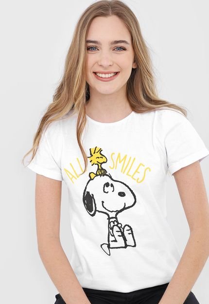 Blusa Snoopy Coleção 70 anos All Smiles Branca - Marca Snoopy by Fiveblu