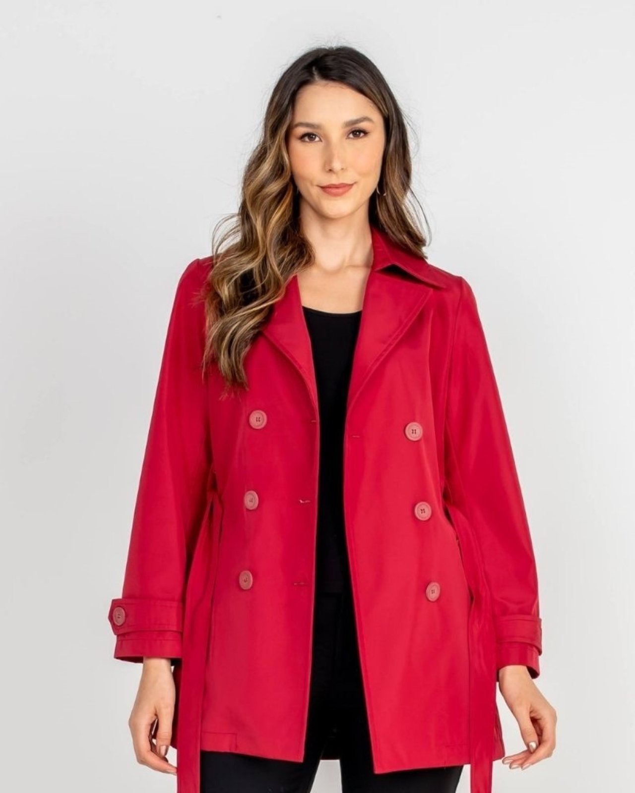 Trench Coat Transpassado Vermelho - Marca POLLEN