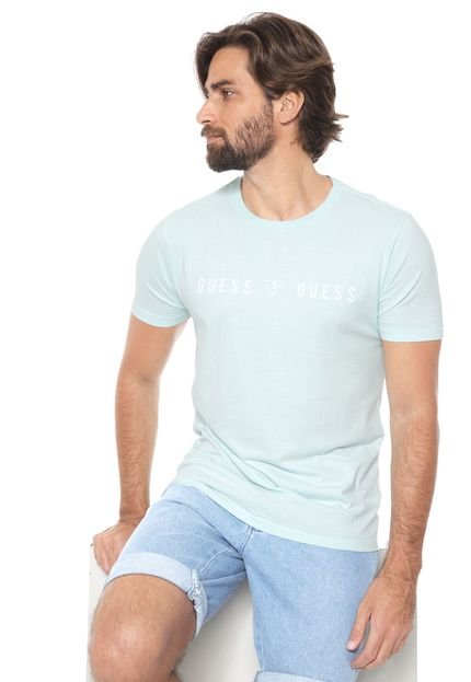 Camiseta Guess Lettering Verde - Marca Guess