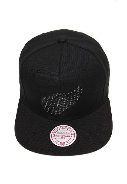 Boné Mitchell & Ness Snapback Lustrous Red Wings Preto - Marca Mitchell & Ness