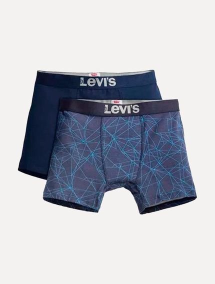 Cueca Levis Boxer Brief Geometric Azul Marinho Pack 2UN Incolor - Marca Levis