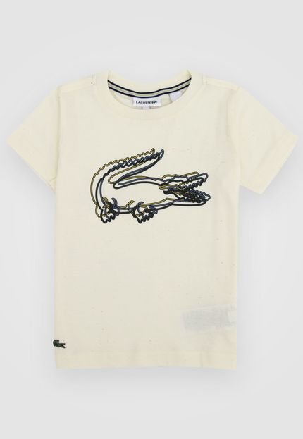Camiseta Lacoste Kids Infantil Logo Glitch Off-White - Marca Lacoste Kids