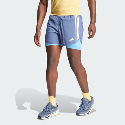 Adidas Shorts 2 em 1 Own The Run Três Listras - Marca adidas
