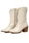 Bota Western Texana Bico Fino Couro Cano Medio Country Feminina Off White Rado Shoes - Marca RADO SHOES