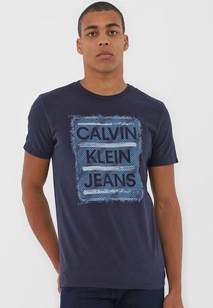 Camiseta Calvin Klein Jeans Lettering Azul-Marinho - Marca Calvin Klein Jeans
