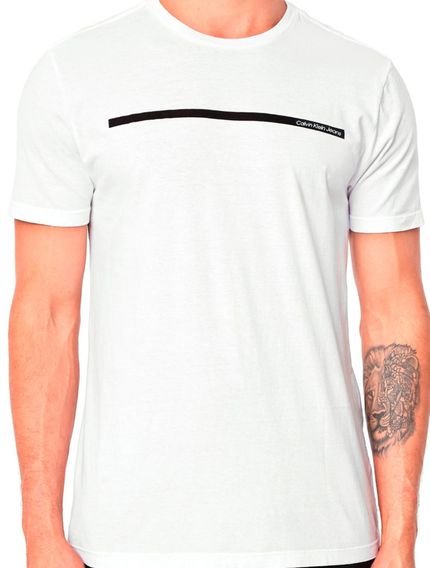 Camiseta Calvin Klein Jeans Masculina New Logo Sash Branca - Marca Calvin Klein