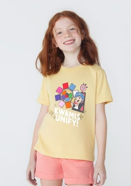 Camiseta Infantil Unissex Em Algodão Ladybug - Amarelo - Marca Hering
