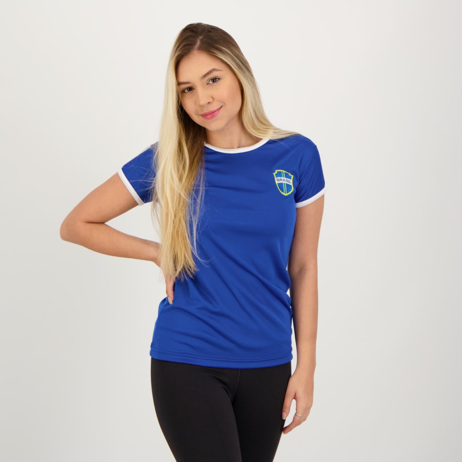 Camisa Placar Brasil Brasão Azul Feminina - Marca Placar