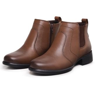 Bota Chelsea Country Feminina de Couro Cano baixo  Mod.0846 Havana