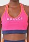 Top Colcci Fitness Color Block Neon Rosa/Azul-Marinho - Marca Colcci Fitness