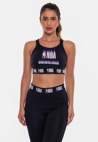 Top NBA Feminino Neon Logo Preta Sandy